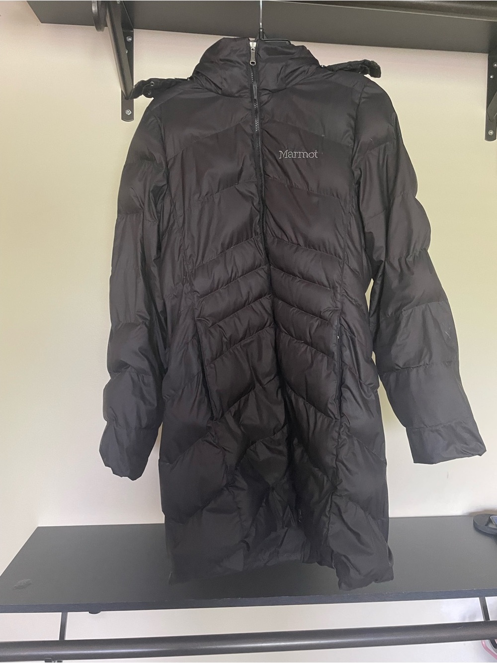 Marmot Black Plush-Lined Jacket with Logo Patch